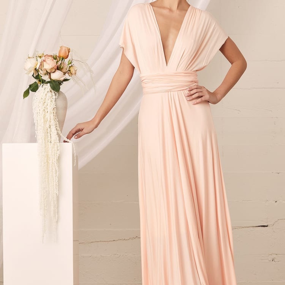 Peach pink wrap convertible dress from lulus